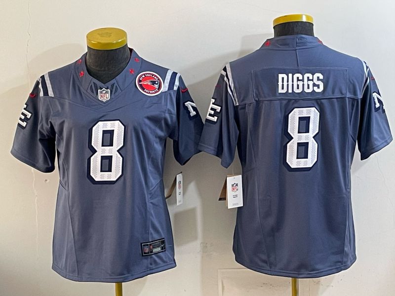 Women 2026 New England Patriots #8 Diggs blue Throwback 5th generation Nike Limited NFL Jersey style 012081->women nfl jersey->Women Jersey